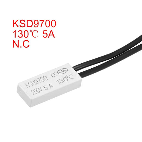 Normally Closed Temperature Switch 130C 5A 250V Thermostat NC Thermal Control Switch For Home Appliance And Industrial Equipment Easy Install Quick Response Sensor Reliable Pro Grade Durable Auto Temperature Switch 2 Pack, white wired unit