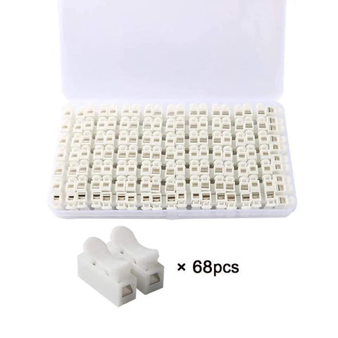 68Pcs Premium Spring Wire Connectors Kit For LED Strip Lights And Electrical Wiring with quick spring terminal block connectors.