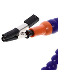 Close-up of clamp on Third Hand Soldering Station and Tool Holder Blue, All In One Soldering Clamp Stand for Electronics Repair and PCB Soldering.