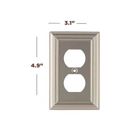 Brushed Nickel Outlet Covers And Switch Plates Beveled Edged Wall Plates Decorator Duplex 1 Gang Four Pack Built Tough Metal