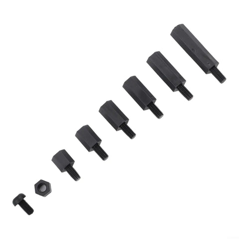 M3 Black Nylon Hex Standoff Spacer Kit With Nuts And Flat Head Screws, 180 Piece Set, Six Lengths From 6mm To 20mm, Perfect For RC Drones FPV Electronics Projects And PCBs, Comes In A Practical Storage Box, black nylon hex standoffs and nut
