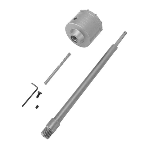 Heavy Duty 90Mm Concrete Hole Saw Kit With Tungsten Teeth And Chip Removal For AC Or Water Pipes Made Of Durable 40cr Steel That Keeps Things Smooth, with extension rod