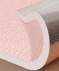 Solid Self Adhesive Insulating Wallpaper Roll Waterproof Moisture Proof Thermal Foam Wall Cover Easy Peel And Stick Bedroom Or Living Room Pink 50Cm X 12M showing textured surface and foil backing.