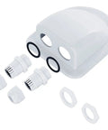 Solar Cable Entry Gland Waterproof Dual Cable Connector Cover For RV Caravan Boat Panels Built Tough ABS Plastic Housing Fits 2 To 6 Mm2 Cables All Weather Solar PV Outdoor Use showing gland with fittings