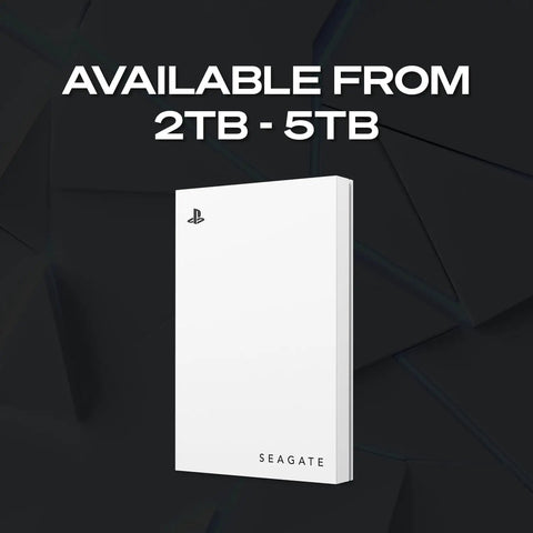 2TB External Game Drive For PlayStation With USB 3.0 - Officially Licensed For PS5 And PS4, Lightning Fast Storage To Save PS5 Games, Seamless Transfer To Console, Plug And Play Durable, white Seagate drive, 2TB-5TB