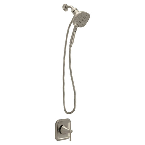 Sleek Spot Resist Brushed Nickel Single Handle Walk In Shower System With Snap Magnet Handheld Rain Combo And Built In Valve For A Slick Daily Refresh Routine