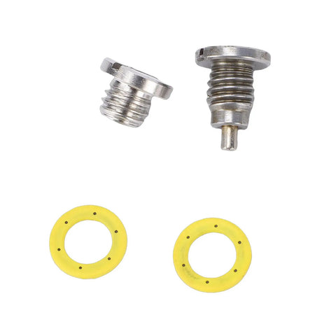 Upgrade Your Ride With This 2 Pack Metal Gear Case Drain Plug Kit That Slides Right Into Mariner Outboards For Tight Oil Changes And No Leaks During Service Time, metal plugs and yellow seals