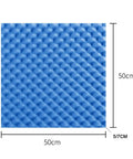 Top Shelf Blue 12 Pack Self Adhesive Egg Crate Acoustic Foam Panels For Wall Soundproofing Echo Control Heavy Duty Flame Retardant Noise Blocking Foam Tiles That Hit Different, 50cm blue panel close-up.