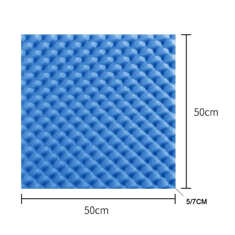 Top Shelf Blue 12 Pack Self Adhesive Egg Crate Acoustic Foam Panels For Wall Soundproofing Echo Control Heavy Duty Flame Retardant Noise Blocking Foam Tiles That Hit Different, 50cm blue panel close-up.