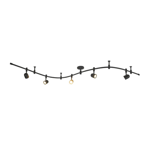 Oil Rubbed Bronze 96 Inch LED Flex Track Lighting Fixture With 5 Adjustable Heads Bulbs Included Customizable Ceiling Track