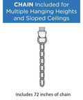 72-inch chain for Five Light Chandelier In Brushed Nickel Finish, Classic Shaker Style Pendant Fixture for dining room or kitchen