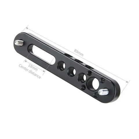 Top Shelf Camera Mounting Plate Cheese Bar Extension featuring dual 1/4 and 3/8 inch threads, 89mm long, rigid aluminum design.
