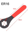 Heavy Duty ER Collet Wrench for ER16 CNC Spanner Tool, 20cm long, black and red handle, ideal for nut removal and milling setups.