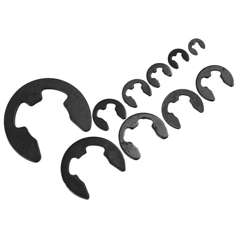 580 Piece E Type Retaining Ring Set With Black Carbon Steel External Snap Rings 1.5mm To 10mm Range arranged by size