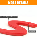 Close-up of Red S Logo Emblem for Porsche tailgate badge showing rounded edges and pure color made of ABS plastic