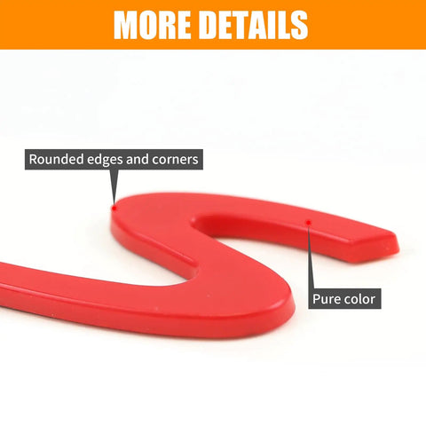 Close-up of Red S Logo Emblem for Porsche tailgate badge showing rounded edges and pure color made of ABS plastic