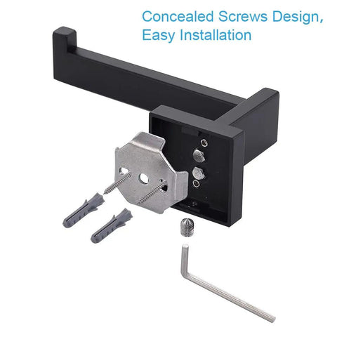 Matte Black Toilet Paper Holder Stainless Steel Wall Mount Dispenser and Hangers for Bathroom and Kitchen, Rustproof SUS304 with screws