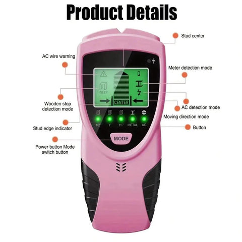 Top Shelf 5 In 1 Digital Stud Finder And Wall Scanner Built For Real Deal Renovations Features Hit On Mark Edge Center Tracking Plus Rock Solid AC Wood And Metal Detection In Bold Pink