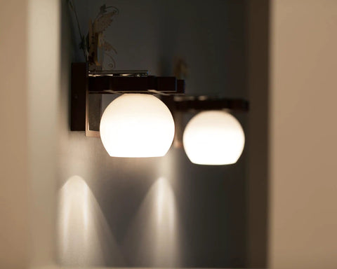 Modern wall sconce with Three Pack Frosted Opal White Glass Globes Replacement For Light Fixtures 5.9 Inch Diameter 5 Inch Tall