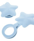 2pcs Star Shaped Silicone Tub Drain Plug for Bathtub Sinks, Fixed in light blue, flexible silicone, designed for bathtubs.