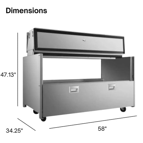 Rock Solid Double Sided Milk Cooler Built Tough For School Cafeterias Featuring Slick Sliding Doors And Premium Stainless Steel Construction with dimensions.