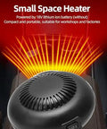 Grab And Go Portable Space Heater With Two Heat Levels And Super Quiet Operation Easy Snap On 18 Volt Battery Compatible For Solid Performance And Seriously Cozy Warmth Anytime in sleek black design for workshops.