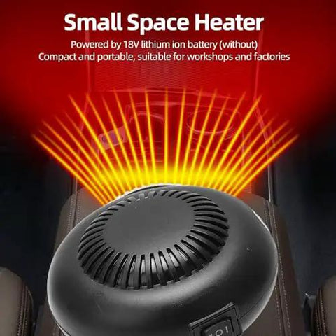 Grab And Go Portable Space Heater With Two Heat Levels And Super Quiet Operation Easy Snap On 18 Volt Battery Compatible For Solid Performance And Seriously Cozy Warmth Anytime in sleek black design for workshops.