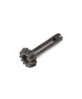 RC Diff Pinion Gear 13T 1 Module LMT LOS242042, black metal gear for RC cars and trucks, side view.