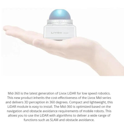 Mid-360 LiDAR Sensor With 10 Cm Minimum Detection Range For Self-Driving Robots held on open palm