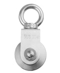 Swivel Single Pulley Block With Stainless Steel Bearing Inside Beefy Heavy Duty Pulley Wheel For Gym Cable Systems, Supports Up To 1100 Lb Load, Fits 3 To 10mm Wire Rope, Quiet Smooth Operation, SUS 304 M10 swivel pulley block