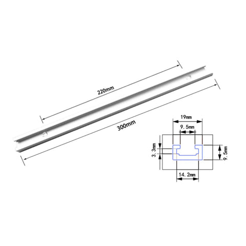 Pro Grade T-Slot Aluminum Alloy Track 11.81 Inch Slide Plate With Predrilled Mounting Holes For Woodworking Non-Porous Fixture Groove Guide Rail Straight Clamping Tool For Routers Band Saws Drill Press, 220mm view