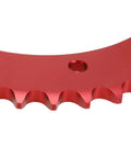 Close-up of red Split Sprocket For 420 Chain 42 Tooth Aluminum Rear Drive Wheel Fits Predator engines for mini bikes and go-karts 6.5hp to 15hp