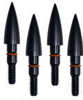 Four 100 grain field points for archery - 5/16 inch steel screw in tips; durable target practice field points for precision accuracy.