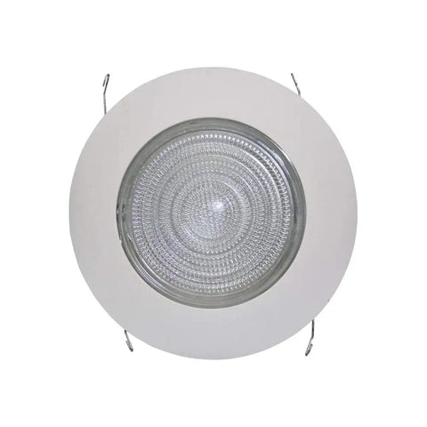Top view of 6 Inch Fresnel Glass Shower Light Lens With White Trim For Wet Locations UL Listed 60 Watt Max Fits 6 Inch Can Light Housing