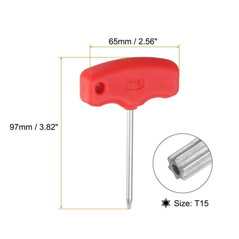 Torx Screwdriver Set T15 CR V Steel T Handle Star Key Wrench For CNC Lathe Tool Holder close-up of T15 driver