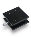 Motorized Rotary Positioning Stage with Z Axis Lifting Table, black finish, showcasing double crossing rail displacement for precise adjustments.