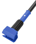Badass Heavy Duty Commercial Mop Handle 57.5 Inch Extended Pole with upgraded jaw clamp detail view.