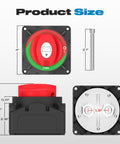 Beefy 600A Battery Disconnect Switch 12 To 48V Heavy Duty Master Isolator dimensions and components view
