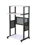 Smooth Rolling 3 Tier Standing Desk With Pull Out Keyboard Tray And Heavy Duty Steel Frame Built Tough, Ergonomic design with three levels.