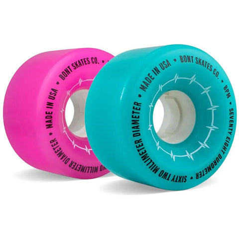 Beats Per Minute Quad Roller Skate Wheels 62x35mm 78A Hot Pink Outdoor Set Of 4 For Street Boardwalk Sidewalk And Recreational Skating