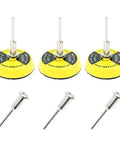 2 Inch Hook And Loop Sanding Pad With One Eighth Mandrel Adapter For Drills And Rotary Tools, yellow circular pads with metal shanks.