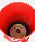 Built Like A Tank Air Pneumatic Grease Gun 8 Gallon High Pressure Lubricator For Commercial Trucks And Tractor Implements interior view of red tank with silver bottom.