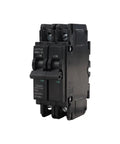 50 Amp 120V/240V Miniature Circuit Breaker 2 Pole DIN Rail Mount UL489 Listed HCB1U-60 MCB, front view, black casing