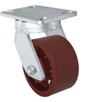 Heavy Duty Kingpinless Swivel Caster With Red Ductile Iron Wheel And Serious 4800 Pound Capacity Built Tough As Nails For Demanding Industrial Workshop Rigs - close-up view.