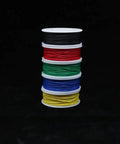 Stack of five spools in black, red, green, blue, yellow for Five Pack 164 Ft Copper Hookup Wire Kit 30AWG Solid Core Tinned Copper Jumper Wire