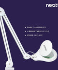 Side view of LED Magnifying Lamp With Clamp, 1,200 Lumens, 5-Inch Glass Lens, adjustable arm, white finish, 2.25x magnification.