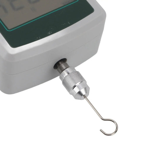 Accurate Digital Force Gauge 1N To 10N Portable Push And Pull Meter For Quality Assurance And Testing With Built In Sensor Delivers Precise Readouts And High Accuracy For QA Checks Material Testing And Quality Control, hook probe close-up
