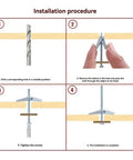Installation steps for Fifty Pack One Eighth Inch Toggle Bolts For Drywall And Ceiling Mounts Heavy Duty Anchors Kit With Screws Rustproof Galvanized Metal Toggle Anchors For Rock Solid Wall Installations