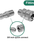 3/8 inch quick-connect fittings set with male and female threads; metal connectors, 8 pieces