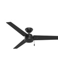 52 Inch Damp Rated Ceiling Fan With Reversible Blades Three Blades Matte Black No Light For Patio Porch Garage Or Living Room Pull Chain Standard Mount